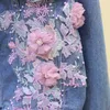 Neploe Spring Autumn Jeans Jacket Korean Embroideried 3D Flowers Hole Cowboy Outerwear Causal Women Demin Coat 211014