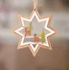 Christmas Tree Pattern Wood Hollow Snowflake Snowman Bell pendant Decorations Colorful Home Festival Xmas Ornaments Hanging