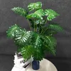 75cm 24 huvuden Stora konstgjorda träd Tropcial Monstera Växter Gren Plast Palm Leaves Fake Turtle Lövverk För Hemrum Inredning 210624