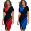 Nice-forever New Spring Elegant Stylish Contrast Color Patchwork Office Work vestidos Business Bodycon Women Dress B571 210309