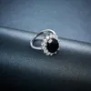 Cluster Rings Hutang 925 Jewellry 4 45 CT Natural Black Spinel Gemstone Solid S925 Sterling Silver Flower Engagement Wedding Ring 239s