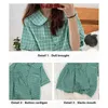 Caiyier Sweet Girl Summer Korean Homewear Cute Doll Collar Korte Mouw Geruite Pyjama Set Plaid Flowers Casual Pyjama Suit 210809