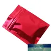100ピース/ロット光沢のある赤のマイラーホイルフラットバッグの涙ノッチの再現可能な再利用可能なドライフルーツナッツコーヒー豆パックポーチ