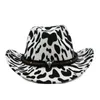 Largura abazinha western cowgirl chapéu de vaca masculino homem lã feltro chapé fedora bandeira de cinto de couro preto e branco pontos panamá cap2319166