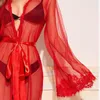 Momente para sono feminino de Natal feminino Mesh de banheira de banheira Sexy Lace Galze Blouse Blouse Perspective Intimates Homewear Robes Pijama