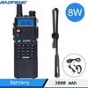 Walkie Talkie Baofeng UV5R 8W мощный 3800 мах 10 км 50 км длинного диапазона UV5R Dual -полоса двухсторонний CB Radio AR152 Тактическая антенна4558363