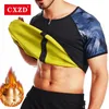 Men's Body Shapers CXZD Men Sauna Suit Heat Trapping Shapewear Sweat Shaper Vest Slimmer Suits Compression Thermal Top Fitness Shirt