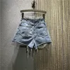 Dames Jeans Bling Dance Summer Meisje Mode Hoge Taille Rhinestone Tassel Chain Slim-Fit Rechte Leg Denim Shorts Jean