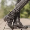 Retro Men Boots Boots Leather-Gudle Buctle Bute Brithsh Boots