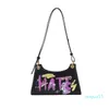 Schoudertassen Graffiti PU lederen kleine onderarm voor vrouwen luxe handtassen vrouwelijke reizen bakken dame Crossbody