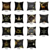 Peach Skin Pillow Case Black Gold Juldekorationer Pillowcase Snowflake Brev Hem Sofa Kudde täcker ensidig utskrift xd29968