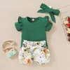 3st Baby Girl Set Newborn Blommig Baby Shirts Shorts Set Summer Girl Kläder