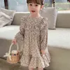 Fall Flower Girls Dresses Korean Fashion Long Sleeve Princess Dress Cute Little Children Costume Vestidos Spring Costume 211027