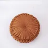 Fashion Velvet Pleated Round Floor Cushion Pillow Pouf Soft Comfortable Throw Home Sofa Decor diameter 38cm