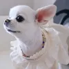 Pet Sukienka Ubrania V-Neck Advanced Handmade Custom Lace Spódnica Dla Puppy Small Dogs Chihuahua Kostium Lato Bawełna