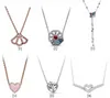 Bijoux de créateurs Collier en argent 925 Pendentif coeur Fit Pandora Rose Gold Fan Series Collier New Love Love Colliers Style européen Charms Perle Murano