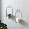2 Pieces Pottery Planters Modern Hanging Pots with Metal Stands Small Flower Vase Home Wall Decoration Y2007094713039