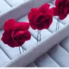 Головки для наушников Красная роза PIN-код Bridal Headdress Hair Fork U-образные аксессуары свадебные жемчужные булавки