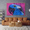 Abstrakt djur väggkonst kanfastryck blå papegoja oljemålning skandinaviska affischer och skriv ut vardagsrum sovrum dekor bild