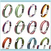 Tenis Jewelrytennis Unisex Ulusal Bayrak Deri Bileklik Kabuklu Erkekler Kadın Örgü Örgülü El Yapımı Halat Bilek Bracelets Bangles Jewel