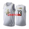 Heren 19 Platinum Basketball Jerseys Sportswear Harden #13 White Gold S-XXL S-XXL