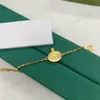 Double Letter Charm Bracelet Thin Chain Bangle Vintage Style Gold Plated Bracelets Classic Simple Bangles For Women