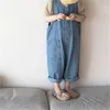 夏の韓国の家族スタイルの緩い薄いカウボーイレジャージャンプスーツ母娘のマッチング服デニムオーバーオール210724