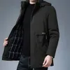 Mens parkas inverno giacca calda cappotti uomini moda casual mens giacche invernali e cappotti in pile parkas colletto detalabile vestiti 210203