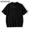 Gonthwid Oversize camisetas Streetwear Hip Hop Mar Paisagem Pôr do sol Imprimir Manga Curta Tees Algodão Fashion Harajuku Casual Tops C0315