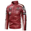 Men Autumn Casual Motor Biker Painted Leather Jackets Coat Men Winter Vintage Punk Style PU Faux Fleece Leather Jackets Men 211111