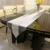 Gray Table Runner Mat Cushion Simple Modern Luxurious Faux Silk Soft Comfortable For Home Wedding Party Decoration 210708
