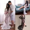 Gravida kvinnor Klänningar Framdel Split Lace Vestidos Maternity Photogrpahy Dress Fashion Mama Gown för fotografering XXL