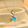 Pendant Necklaces Simple Female White Blue Opal Necklace Dainty Bridal Triangle Stone Charm Zircon Boho Chain For Women2087777