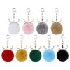 9 Colors Real Rabbit Fur Ball Keychains Soft Plush Alloy Deer Horn Keyring Car Keychain Bag Decoration Fashion Jewelry Accessories