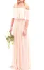 2021 Chiffon Long Bridesmaid Dresses Elegant Pink Off The Shoulder Beach Bohemian Maid of Honor Wedding Party Plus Size Prom Gown BA5035