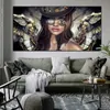 Leinwand Malerei Steampunk Engel Mit Brille Sexy Frauen Mädchen Porträt Poster Und Drucke Wand Bilder Für Wohnzimmer Dekor