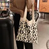 Cross Body Women Leopard Stick Tote Shoulder Bags Casual Weave Handväskor Kvinnlig stor kapacitet mjuk shoppingväska söt bok för G261C