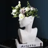 Nordic Ceramics Vase Half Face Statue Tabletop Art Creative Decoration Sculpture for Office Living Room Vintage Home Decor Gift 210310