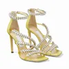 Top Quality Women's Josefine Sandals Strappy Crystal Lady High Heels Party Wedding Dress Sexy Summer Gladiator Sandalias With306o