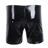 Pantalons en cuir érotique de sous-pants courts pour le latex porno sexy à la fermeture à côté de patent masculin Boxer sexy sous-vêtements 241b