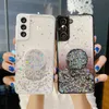 Glitter Clear Phone Cases voor Samsung S21 Plus S20 FE A32 A52 A72 A51 A71 Note 20 Gevouwen flexibele houder Zachte achterkant