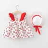 Robe de bébé fille été nouveaux vêtements pour enfants filles robe bébé fille arc-en-ciel camisole chapeau de paille robe de princesse 0-3Y Q0716