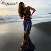 Colysmo Imprimer Maxi Robe Femmes Sexy Couvre-Couvre-Couvre-Couvre-Couvre-lit Sexy Dossier Sexy Robes Sexy Party Club Porter une robe longue 210316