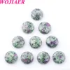 WOJIAER 12x5mm Cabochon Perline Natural Gemstone Round Healing Bead Fit per Donna Uomo Accessori Gioielli Fatti a Mano FAI DA TE BU814