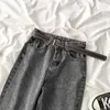 Vintage High High Taille Jeans Femmes Boyfriend Mom Streetwear Denim Jeans avec la ceinture Pantalon en denim de taille plus en lâche 210714