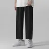 Calça masculina solteiro masculino perna larga verão verão jogador calça calças de streetwear japonês se sentindo confortável em casa homens