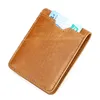 Plånbok Mäns Äkta Läder Ultra Tunn Business Wallet Male Mini Small RFID Blocking Money Clip