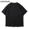 Gonthwid T-shirt Streetwear Harajuku Hip Hop Lettera Stampa Ricamo Simbolo dei ricamo Tshirs Moda Moda Casual Manica Corta Allentato Top c0315