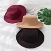 Cappello piatto da donna, imitazione lana jazz, tinta unita, elegante, ala larga britannica