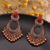 Charme cristal boucles d'oreilles de style ethnique bijoux indiens boucles d'oreilles fleur sculpture savon glissière frange perlée boucles d'oreilles vintage